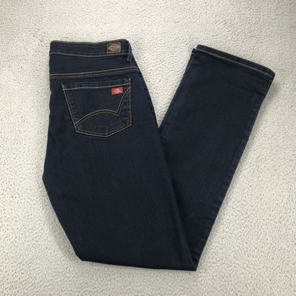 DICKIES Jeans Womens Size 10 Relaxed Fit Straight Leg Mid Rise Dark Wash Denim - Picture 1 of 14